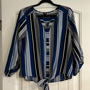 Lee Women's Multi-Striped Blouse with Tie-Front